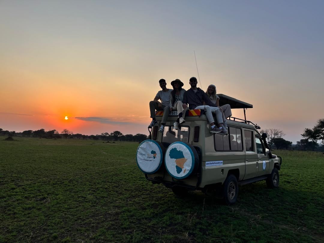 Kilipath safari vehicle at sunset